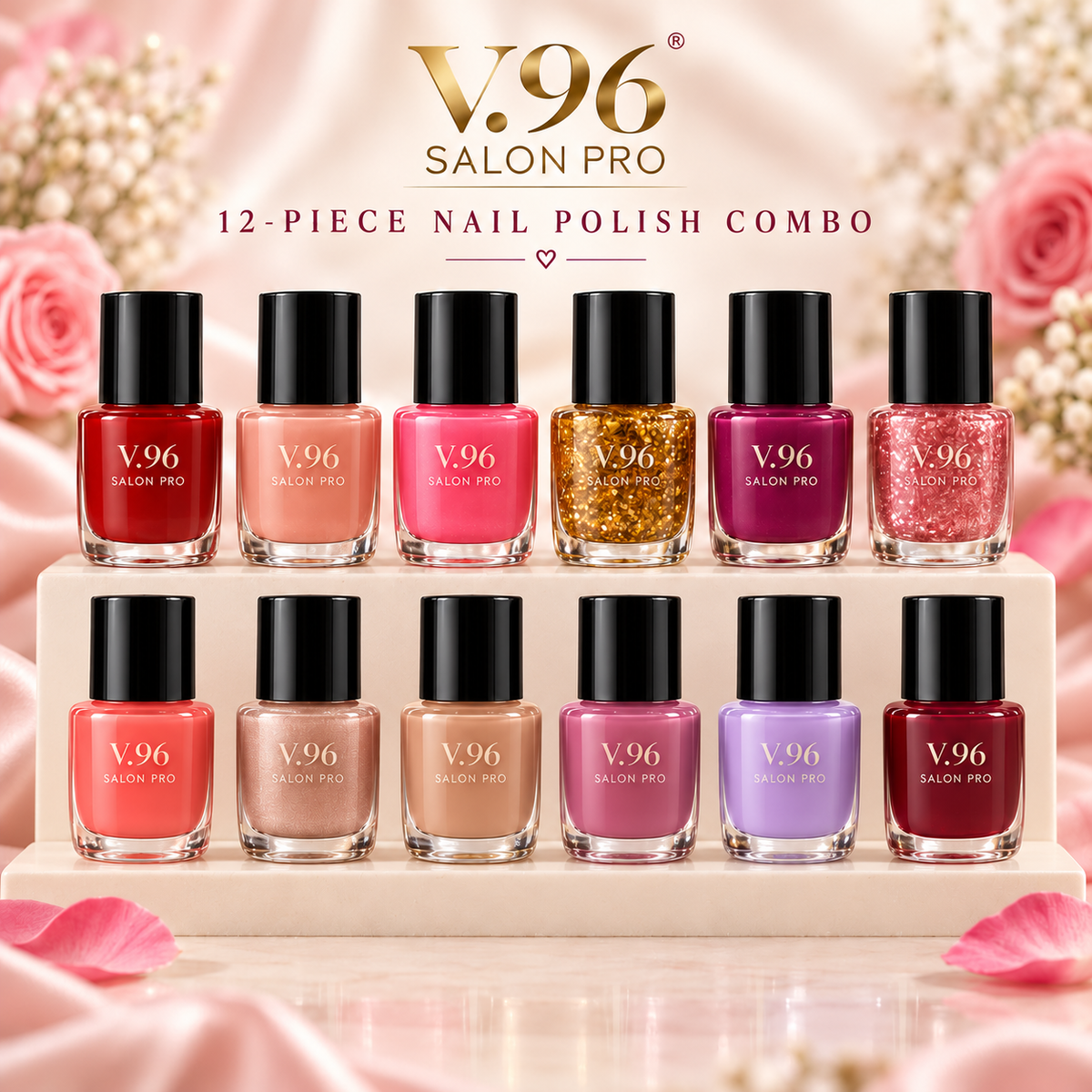 V.96 twelve-piece nail polish collection — square studio artwork