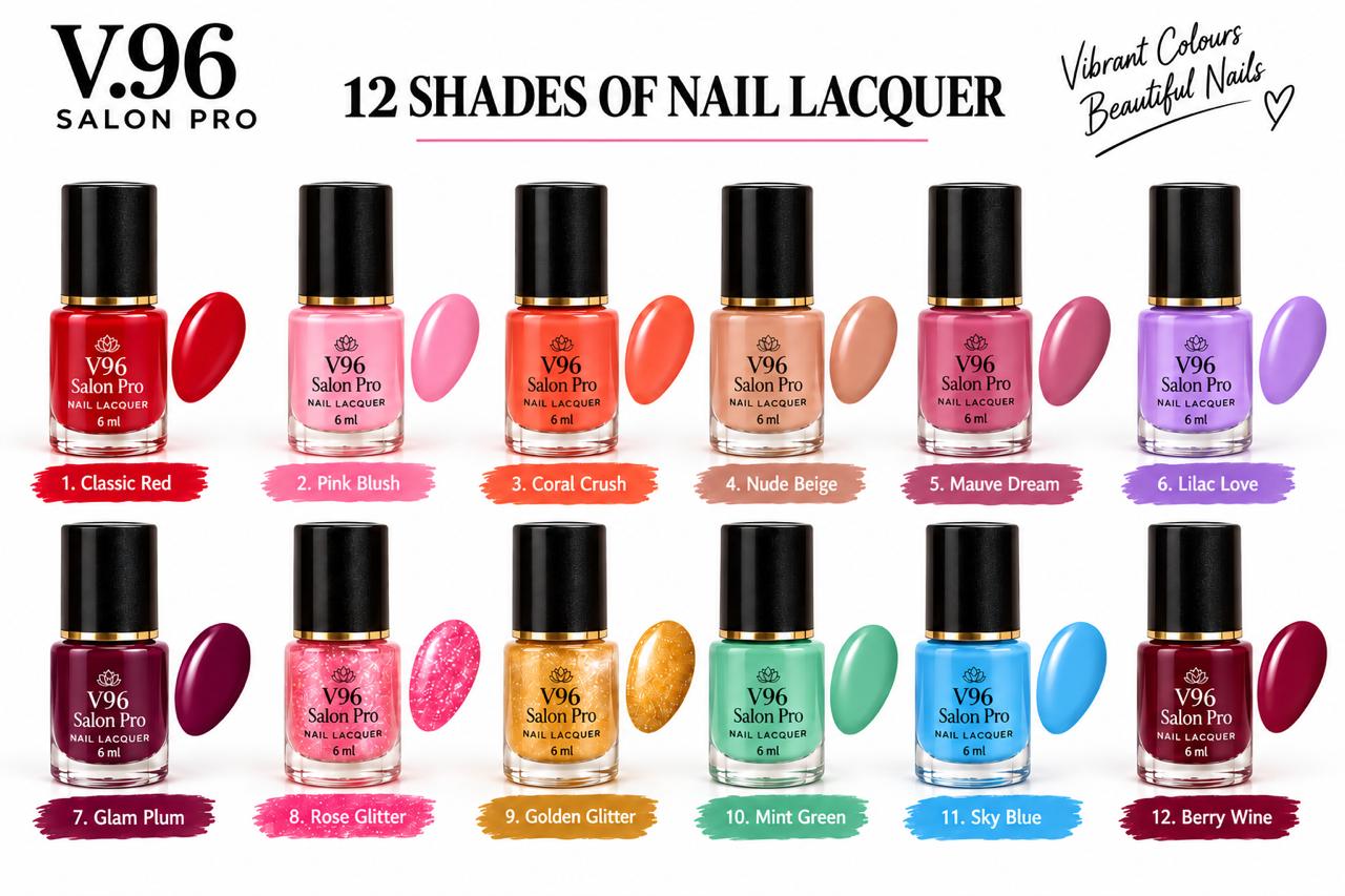 Every mood has a colour.: Classic Red, Pink Blush, Coral Crush, Nude Beige, Mauve Dream, Lilac Love, Glam Plum, Rose Glitter, Golden Glitter, Mint Green, Sky Blue, Berry Wine